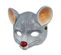 Maschera 3D a mezzo viso per travestimento da topo pasquale, maschera per travestimento da ratto pasquale, grigio chiaro, grigio chiaro, 22 x 17 cm