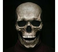 Maschera a forma di teschio di Halloween, casco integrale con mascella mobile, per feste horror, per Halloween, cosplay, forniture per bomboniere (grigio)