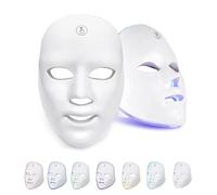 Maschera a LED a 7 colori, maschera per il viso a LED, maschera per terapia della luce, maschera per terapia fotonica, maschera per la bellezza per il viso (bianco)