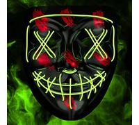 Maschera a LED con 3 modalità di illuminazione - perfetta per DJ techno | Halloween | cosplay | carnevale | maschera spaventosa | maschera al neon | come aggiunta a un costume horror (verde neon)