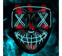 Maschera a LED con 3 modalità di illuminazione - perfetta per DJ techno | Halloween | cosplay | carnevale | maschera spaventosa | maschera al neon | come aggiunta a un costume horror (turchese)