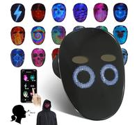 Maschera a led con riconoscimento vocale e rilevamento dei gesti, maschera luminosa con app programmabile per personalizzare modelli, maschera luminosa per Halloween, festa in costume di Natale