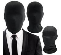 Maschera a pieno facciale nera 2 pezzi Seta di ghiaccio traspirante resistente al sole Maschera a testa intera unisex Taglia libera Elastico ad asciugatura rapida Halloween per costume da festa cospl