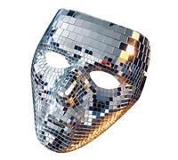 Maschera a specchio per Halloween, palla da discoteca, con glitter, per festival, feste in maschera, DJ, bar, feste, vacanze
