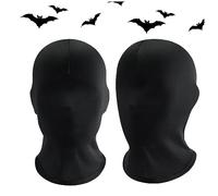 Maschera a testa intera, maschera a pieno facciale nera 2 pezzi Seta di ghiaccio traspirante resistente al sole Testa unisex Taglia libera Asciugatura rapida Elastico Halloween per costume da festa c