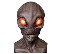 Maschera aliena con gli occhi rossi Big Eyes Creepy Scary Xenomorph Halloween Maschera Full Head Full Latex Extraterrestre Biological Horror con buchi di ventilazione per la festa di cosplay (Brown)