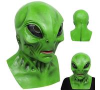 Maschera aliena con grandi occhi raccapriccianti xenomorph Halloween Maschera piena testa realistica lattice extraterrestre orrore biologico con buchi di ventilazione per lo scherzo della festa cospl