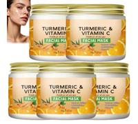 Maschera alla vitamina C di curcuma, maschera facciale per macchie scure, pelle opaca, uniformare il tono della pelle e illuminare la cura della pelle per una carnagione luminosa, maschera di (5PCS)
