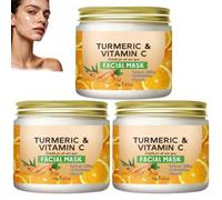 Maschera alla vitamina C di curcuma, maschera facciale per macchie scure, pelle opaca, uniformare il tono della pelle e illuminare la cura della pelle per una carnagione luminosa, maschera di (3PCS)