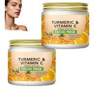 Maschera alla vitamina C di curcuma, maschera facciale per macchie scure, pelle opaca, uniformare il tono della pelle e illuminare la cura della pelle per una carnagione luminosa, maschera di (2PCS)