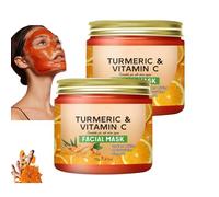 Maschera all'argilla alla vitamina C con curcuma, maschera in gel alla gelatina d'oro schiarente con curcuma, maschera in foglia levigante e idratante, maschera viso e corpo detergente in (2Pcs)