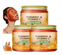 Maschera all'argilla alla vitamina C con curcuma, maschera in gel alla gelatina d'oro schiarente con curcuma, maschera in foglia levigante e idratante, maschera viso e corpo detergente in (3Pcs)