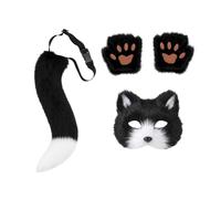 Maschera animale Cosplay Accessorio Cosplay Carino con Coda e Guanti | Maschera per il viso per Halloween, feste, cosplay, mascherate, spettacoli sul palco, carnevale, evento