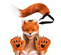 Maschera animale Cosplay Accessorio Cosplay Carino con Coda e Guanti | Maschera per il viso per Halloween, feste, cosplay, mascherate, spettacoli sul palco, carnevale, evento