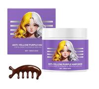 Maschera anti-giallo per capelli viola, balsamo secco, maschera idratante intensamente nutriente, idratante, illuminante e lisciante per capelli biondo platino e grigio/argento (1Pezzo)