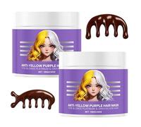 Maschera anti-giallo per capelli viola, balsamo secco, maschera idratante intensamente nutriente, idratante, illuminante e lisciante per capelli biondo platino e grigio/argento (2Pezzo)