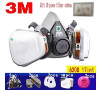 MASCHERA ANTIGAS 3M 6200 RESPIRATORE MEZZA FILTRI VERNICE SPRAY CHIMICA 17 IN 1