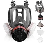 Maschera antigas integrale - Maschera antigas riutilizzabile di sopravvivenza nucleare e chimica con filtro a carbone attivo da 6001 cn e 40 mm contro gas/polvere/vapori/fumi per prodotti chimici