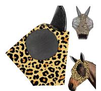 Maschera Antimosche Cavallo, Maschera Cavallo Antimosche, Antimosche per Cavalli, Capezza Cavallo, Maschera Mosche Cavallo Rete Morbida con Paraorecchie(stampa leopardata)