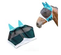 Maschera antimosche per cavalli con orecchie, antimosche con tessuto a maglia e design traspirante, tessuto a rete traspirante, per interni ed esterni, comoda per tutti i cavalli (nero, L)