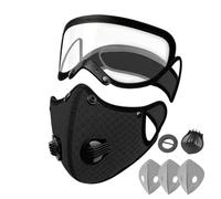 Maschera antipolvere riutilizzabile con occhiali - Filtro a carbone a 5 | Include occhiali di protezione per gli occhi regolabili e 3 filtri sostituibili (peso ultra leggero 45 g)