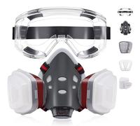 Maschera Antipolvere Riutilizzabile del Respiratore, Mezza Maschera del Respiratore Viso Con 10Pcs Filtro Cotone per Pittura, Lavorazione del Legno e Operazioni di Costruzione