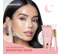 Maschera avvolgente al collagene e set di pennelli Ringiovanimento Idratare Illuminante Maschera per il viso coreana Crea una maschera per il viso con elasticità della pelle luminosa