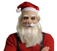 Maschera Babbo Natale - Lattice Realistico Cosplay Natalizio,Maschera Completa Con Cappello Rosso E Barba Di Babbo Natale | Per Adolescenti Adulti Uomini Donne Raduno Mascheramento Celebrazione Spetta