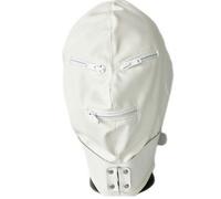 maschera BIANCA con cerniere costrittiva schiavo sadomaso cappuccio bondage