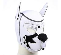 maschera cane bianca costrittiva sadomaso cappuccio DILDO bondage DOG