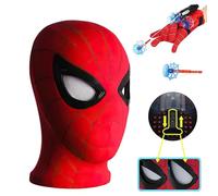 Maschera Carnevale, Spider Maschera con Guanti Launcher, Maschera per Bambino Adulto, Unisex Maschera per Halloween, Spider Launcher Glove per Carnevale Halloween Mascherata Cosplay Costume Puntelli