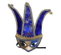 Maschera Carnevale Venezia Blu in Plastica e Tessuto | Maschere Decorative, Maschere Veneziane Bastone, per Performer e Cosplayer, Costume Outfit e Scena
