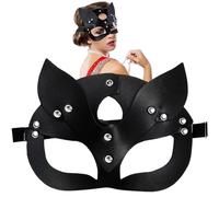Maschera cat girl woman Donna, FUKPO Accessori Costume cat Donna Maschera Gatto Nero Adulto, Sexy Mezza Maschera cat Donna Pelle Maschere per Mascherina Halloween Festa Cosplay Carnevale Mask Adulti