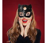 Maschera Cat Woman,Maschera di Cat Woman Halloween Maschera Gatto Halloween Cat Woman Mask Maschera di Gatto Sexy in Pelle per Masquerade Mardi Gras Cosplay Costume Party