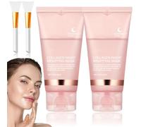 Maschera Collagene Viso, Maschera Viso da Notte al Collagene, Collagen Night Wrapping Peel Off Facial Mask | Collagen Mask, Masque Visage Korean (Pacchetto 2 - Miglior Offerta)