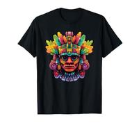 Maschera Colorata Azteca da Guerriero Maya Maglietta