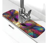 Maschera colorata con piume per lavello da cucina, tappetino per asciugatura, super assorbente, per cucina, bagno, lavandino, bar, rubinetto, decorazione, regali (38,1 x 14 cm)