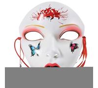 Maschera Completa Dipinta A Mano - Fascia Elastica Regolabile, Copertura Per Il Viso In Stile Cinese Antico, Maschera Di Bellezza Artistica Artigianale | Maschhera Resistente Con Motivo Colorato Per
