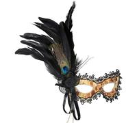 Maschera con decorazioni e piume accessorio per costumi e travestimenti carnevale veneziano feste a tema