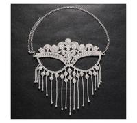 Maschera Con Nappa Piena Di Strass, Accessorio For Travestimento Da Donna | Doppio Decoro Esagerato For Viso E Capelli