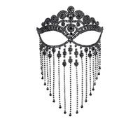 Maschera Con Nappa Piena Di Strass, Accessorio For Travestimento Da Donna | Doppio Decoro Esagerato For Viso E Capelli