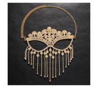 Maschera Con Nappa Piena Di Strass, Accessorio For Travestimento Da Donna | Doppio Decoro Esagerato For Viso E Capelli