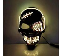 Maschera con teschio di Halloween, spaventosa maschera a LED per Halloween, cosplay, sorriso horror luminoso, viso per uomini, donne, bambini, regali anonimi al neon (giallo)