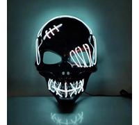 Maschera con teschio illuminato di Halloween, maschera spaventosa a LED per Halloween, cosplay, sorriso horror luminoso, viso per uomini, donne, bambini, regali anonimi al neon (bianco)