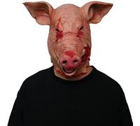 Maschera con testa di maiale, costume horror in lattice per Halloween, macellaio sanguinante, copertura spaventosa per adulti, travestimento di carnevale e terrore per cosplay