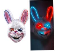 Maschera coniglietta Led, maschere di coniglio sanguinante malvagi con occhi luminosi, maschere per la testa del coniglietto spaventose per il cosplay di Halloween (Style 2)