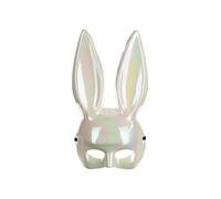 Maschera coniglio bianco opale - ca. 16,5 x 34 cm, riutilizzabile, per adulti, accessorio per feste di carnevale, travestimento unisex