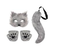 Maschera Cosplay Animale Accessorio Da Festa Con Coda E Guanti Zampe | Maschera per il viso per Halloween, giochi di ruolo, feste, mascherate, carnevali e spettacoli panoramici