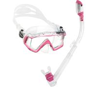 Maschera cressi Panoramic Wide View con set boccaglio asciutto rosa trasparente
