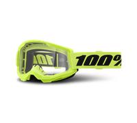 100% 461340, Maschera Strata 2 Neon Yellow-Lente Trasparente Unisex Adulto, Giallo, Taglia Unica